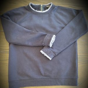 J. Crew woven ruffleneck pullover sweatshirt